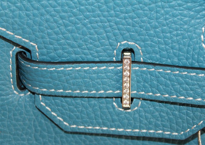 High Quality Fake Hermes Birkin Hello Kitty 35CM Togo Leather Bag Blue HK0001 (3) - Click Image to Close